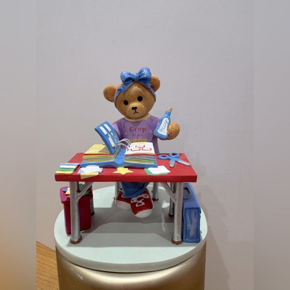 Memory Keeper Crop till you drop Teddy Bear figurine